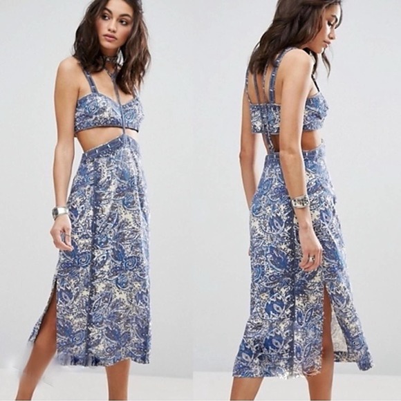 Free People Blue and White Floral Dress - Picture 1 of 16